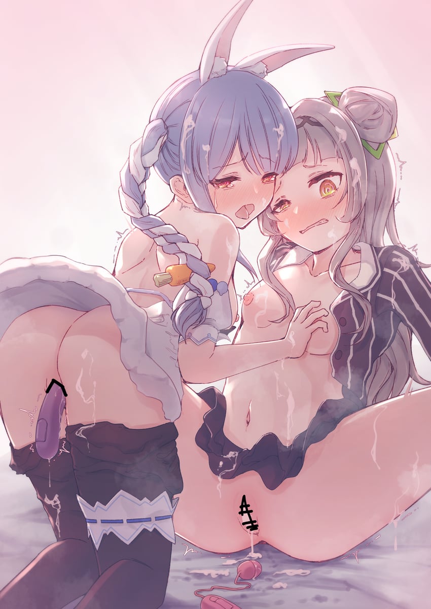 usada pekora and murasaki shion (hololive) drawn by yoharu_tao