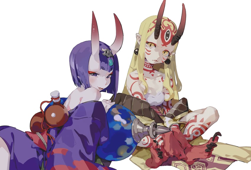 shuten douji and ibaraki douji (fate and 1 more) drawn by lucaxu1991