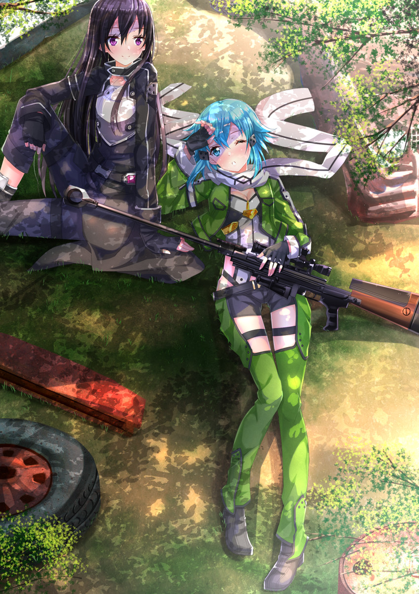kirito and sinon (sword art online) drawn by swordsouls