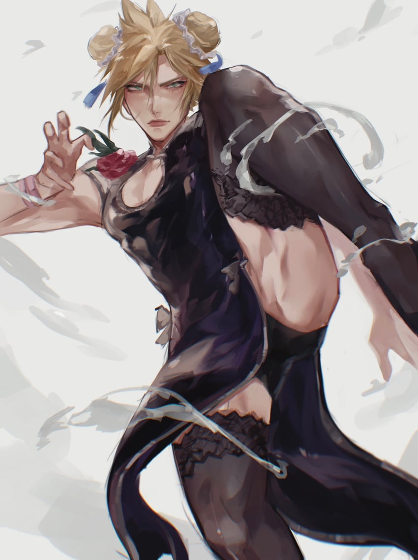 tifa lockhart and cloud strife (final fantasy and 2 more) drawn by charluiu