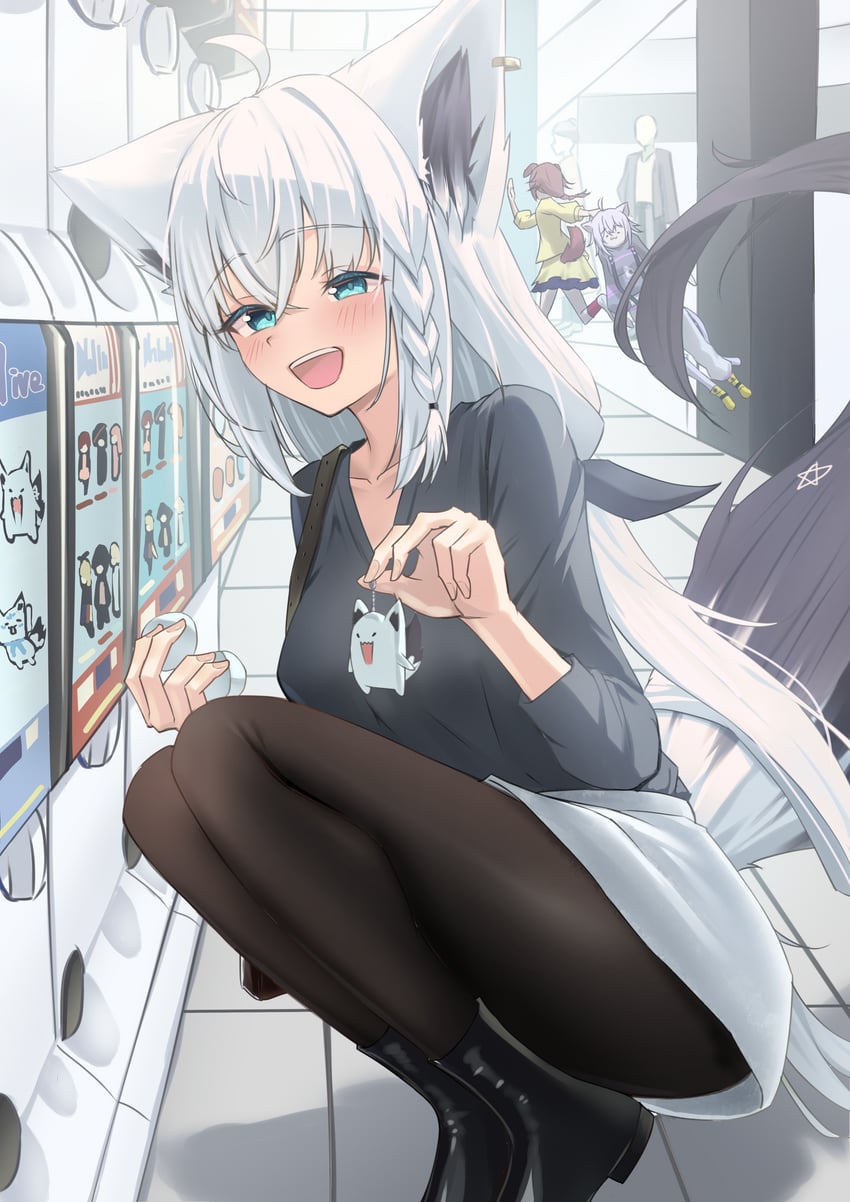 shirakami fubuki, nekomata okayu, and inugami korone (hololive) drawn by kirimoya