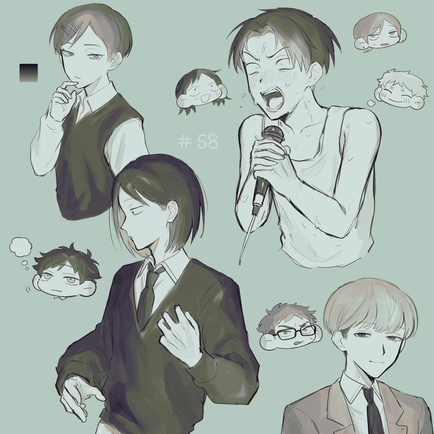 hatono chihiro, kouyama rin, takami kouki, mizuo haruichi, taguchi ryuuya, and 4 more (futsuu no keion-bu) drawn by sorry2z1s0s4ku