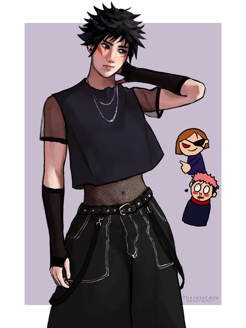 itadori yuuji, fushiguro megumi, and kugisaki nobara (jujutsu kaisen) drawn by thejesscode