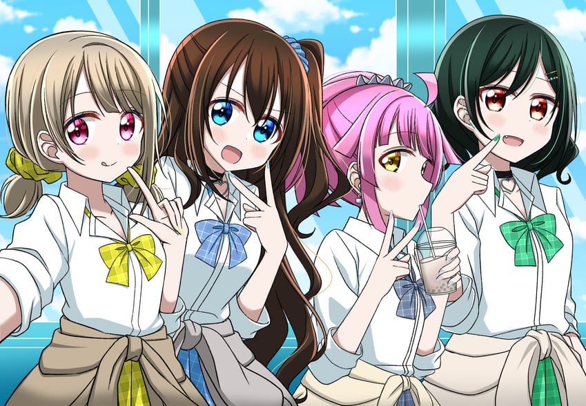 osaka shizuku, tennoji rina, nakasu kasumi, and mifune shioriko (love live! and 1 more) drawn by hot_heartlove