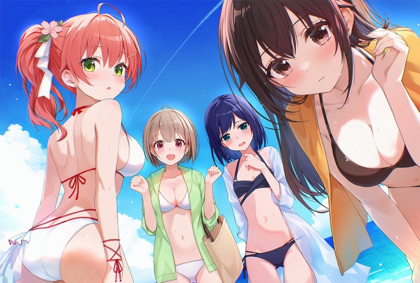 sakura miko, tokino sora, a-chan, and harusaki nodoka (hololive) drawn by amagai_tarou