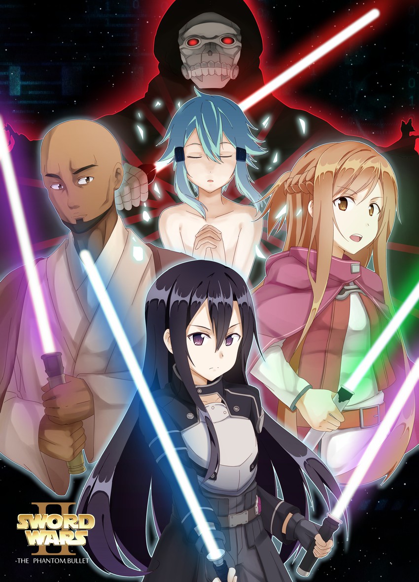 asuna, kirito, sinon, agil, and death gun (sword art online and 1 more) drawn by .com_(bot_com1)