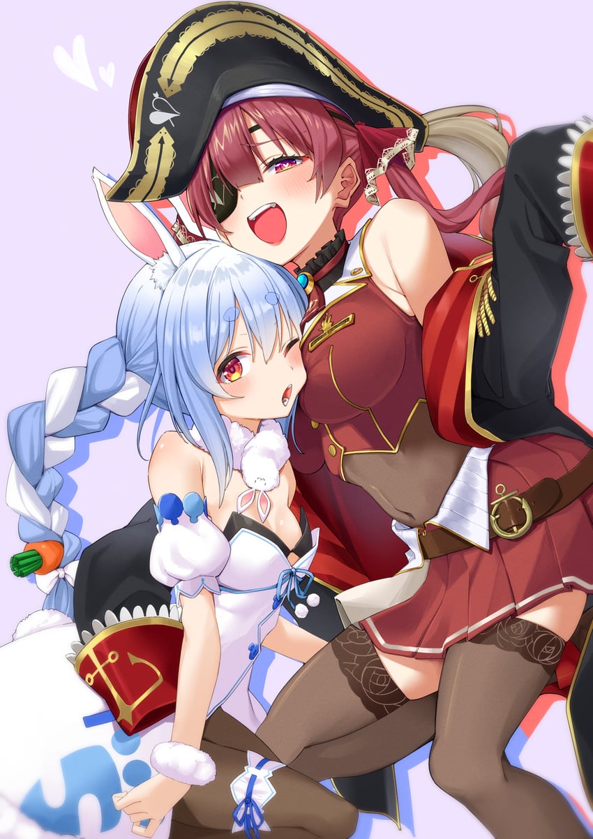 houshou marine, usada pekora, and don-chan (hololive) drawn by joniwi