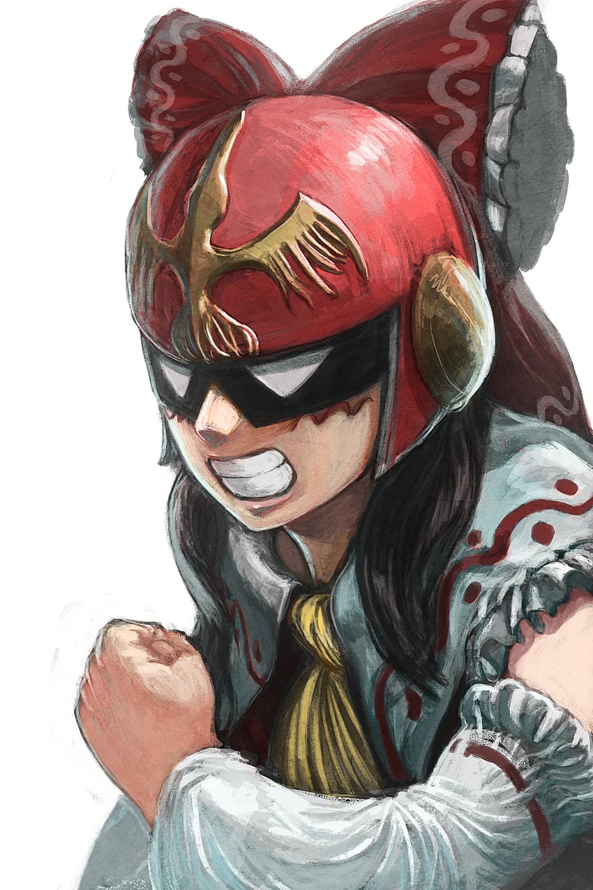 hakurei reimu, kanna, and captain falcon (touhou and 2 more) drawn by guest_(nicovideo54906638)
