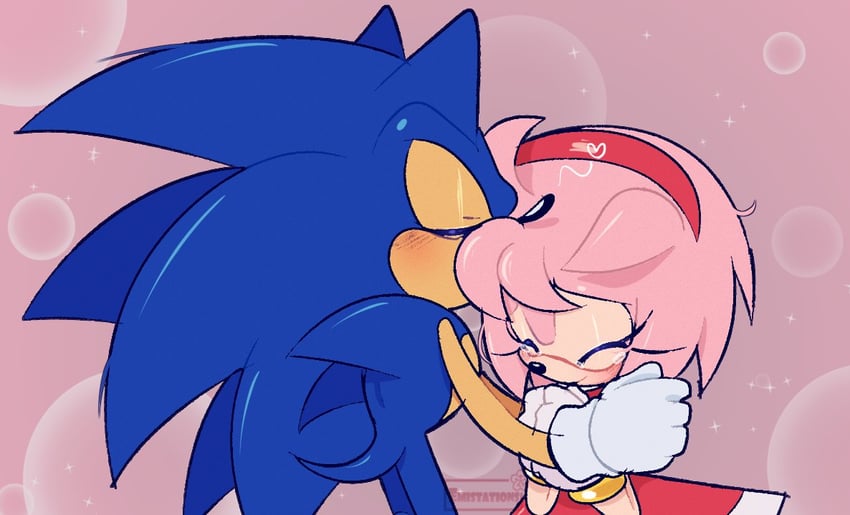 sonic the hedgehog and amy rose (sonic) drawn by emi_(storminghearts)