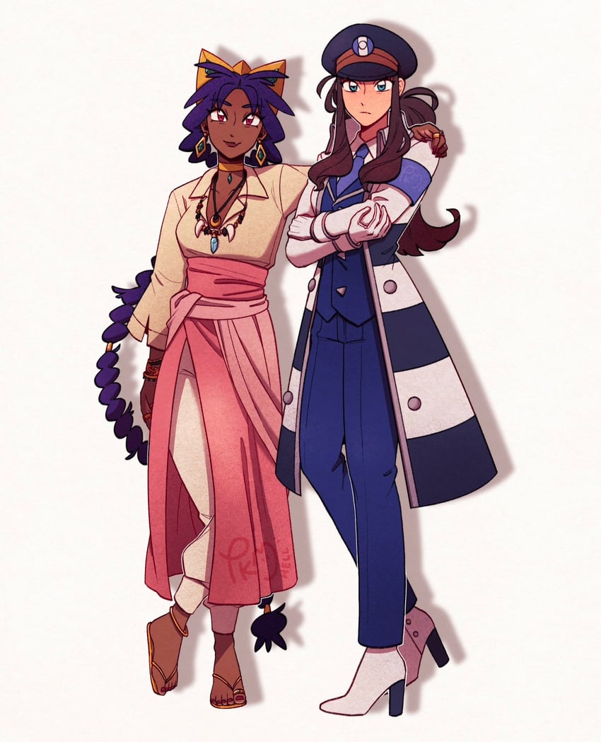 hilda and iris (pokemon and 1 more) drawn by submashell