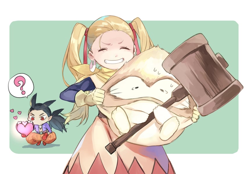 sidoh, female builder, brownie, and shiro jii (dragon quest and 1 more) drawn by oboro_keisuke