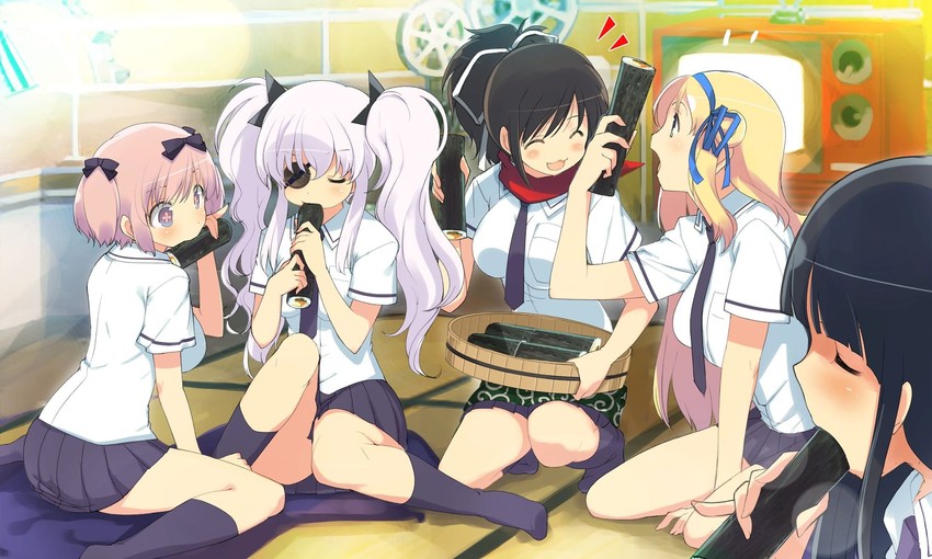 asuka, ikaruga, hibari, yagyu, and katsuragi (senran kagura) drawn by yaegashi_nan