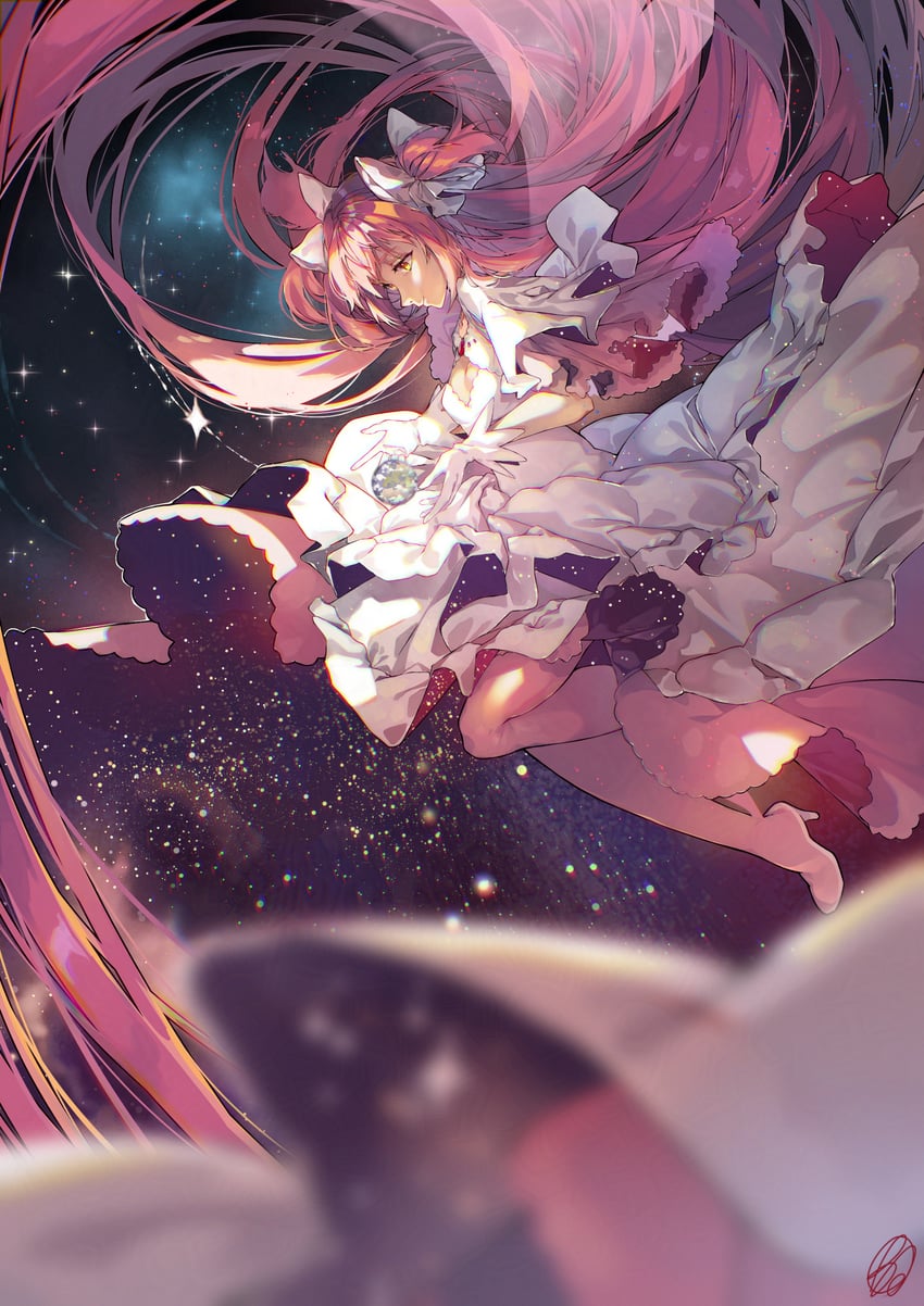 kaname madoka and ultimate madoka (mahou shoujo madoka magica) drawn by reyella