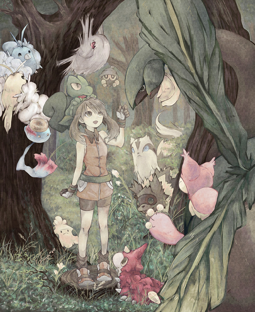 may, swablu, treecko, skitty, chimecho, and 7 more (pokemon and 2 more) drawn by bokuhitu
