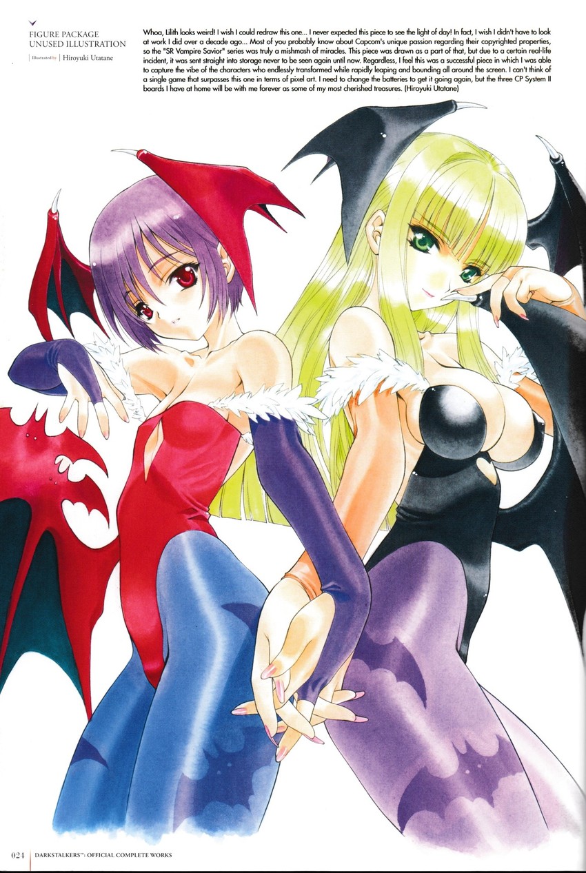 morrigan aensland and lilith (darkstalkers) drawn by utatane_hiroyuki