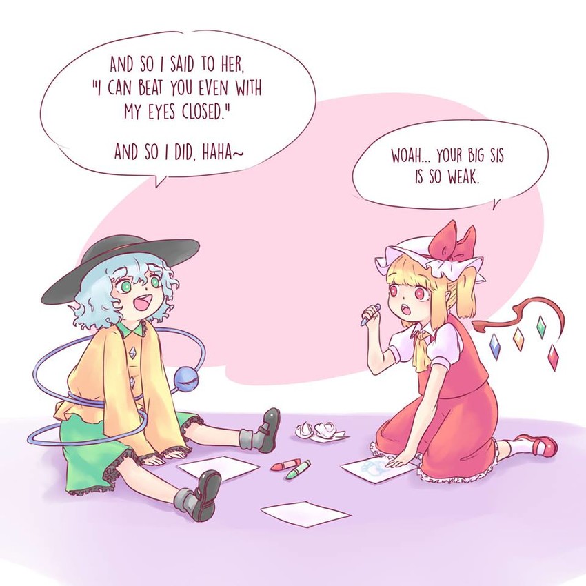 flandre scarlet and komeiji koishi (touhou) drawn by yoruny