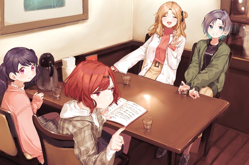 higuchi madoka, asakura toru, fukumaru koito, and ichikawa hinana (idolmaster and 1 more) drawn by tamayume