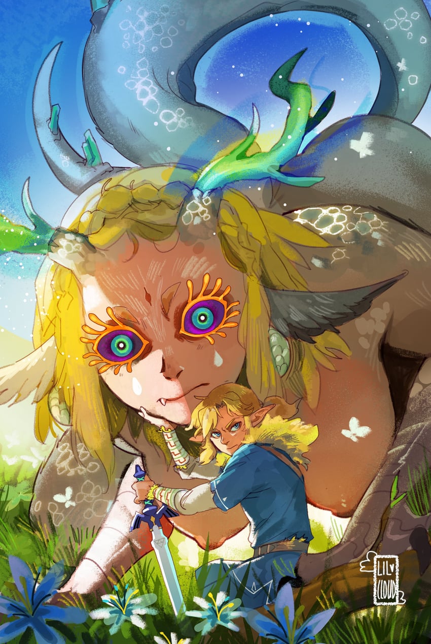 link, princess zelda, and light dragon (the legend of zelda and 1 more) drawn by happiest_little_cloud