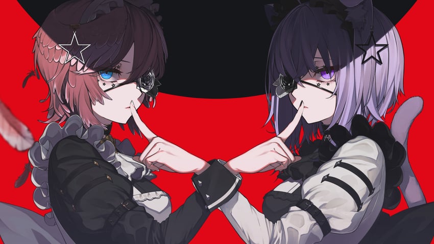 nekomata okayu and takane lui (hololive and 2 more) drawn by oshiruko_(oshiruco_212048)