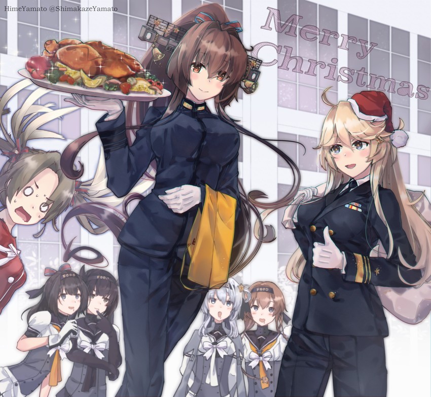 zuikaku, yamato, iowa, hatsuzuki, akizuki, and 2 more (kantai collection) drawn by himeyamato