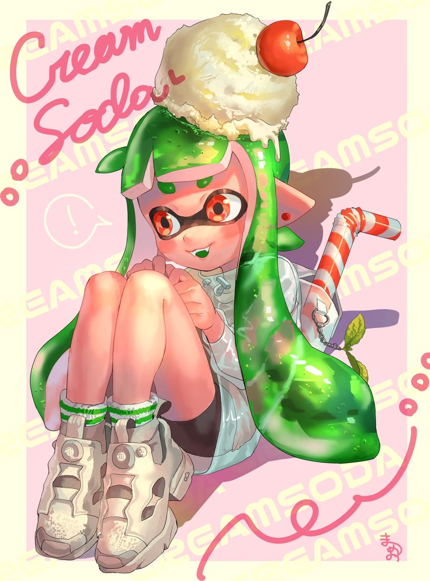 inkling player character and inkling girl (splatoon and 1 more) drawn by mameo_(kotsubuta)