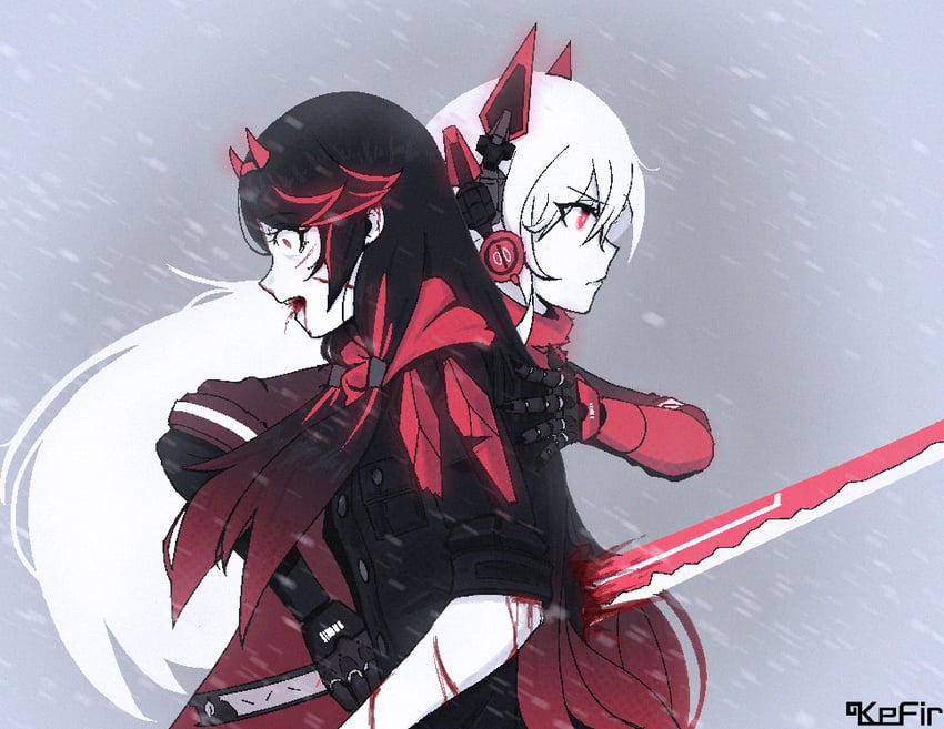 lucia, alpha, lucia: crimson abyss, and lucia: lotus (punishing: gray raven) drawn by kefir_sss