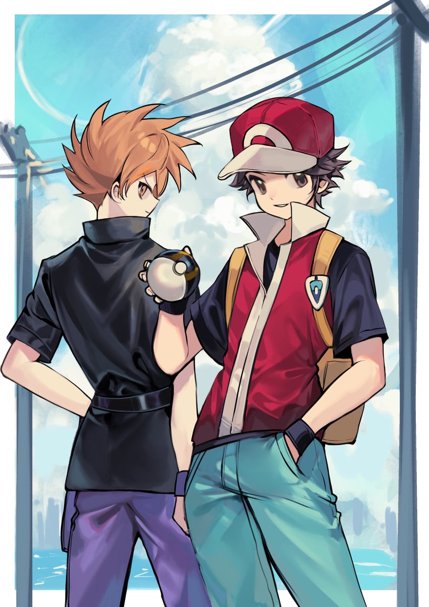 red and blue oak (pokemon and 1 more) drawn by ki2ri5