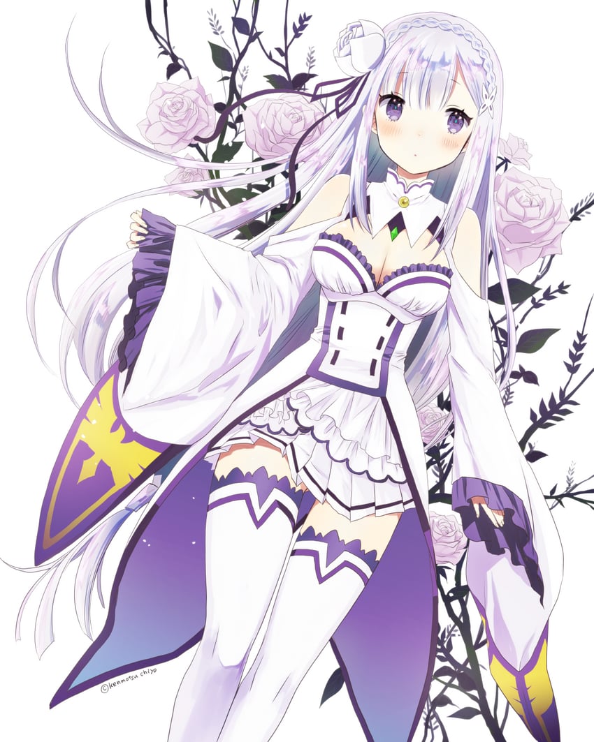 emilia (re:zero kara hajimeru isekai seikatsu) drawn by kenmotsu_chiyo