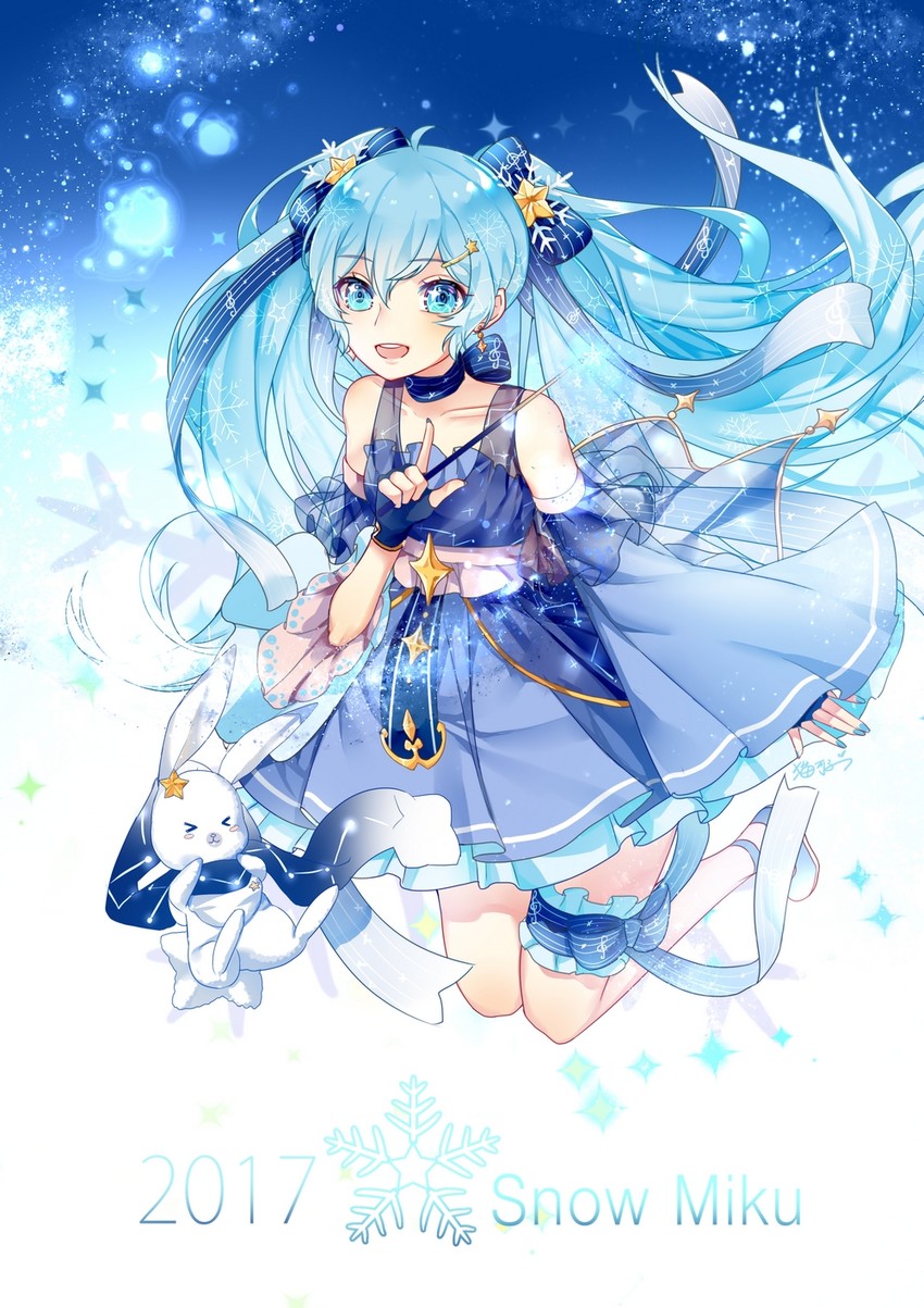 hatsune miku, yuki miku, and rabbit yukine (vocaloid) drawn by maokezi