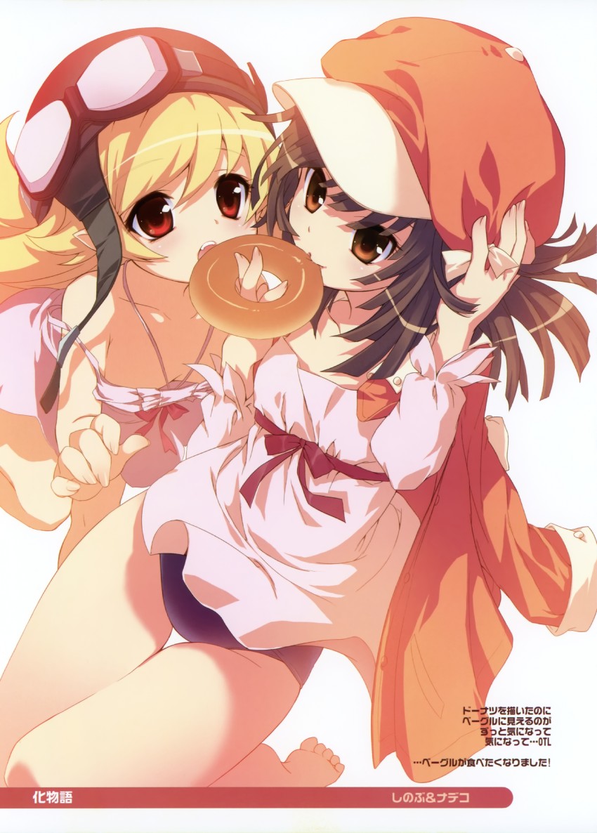 oshino shinobu and sengoku nadeko (monogatari and 1 more) drawn by shirahane_nao