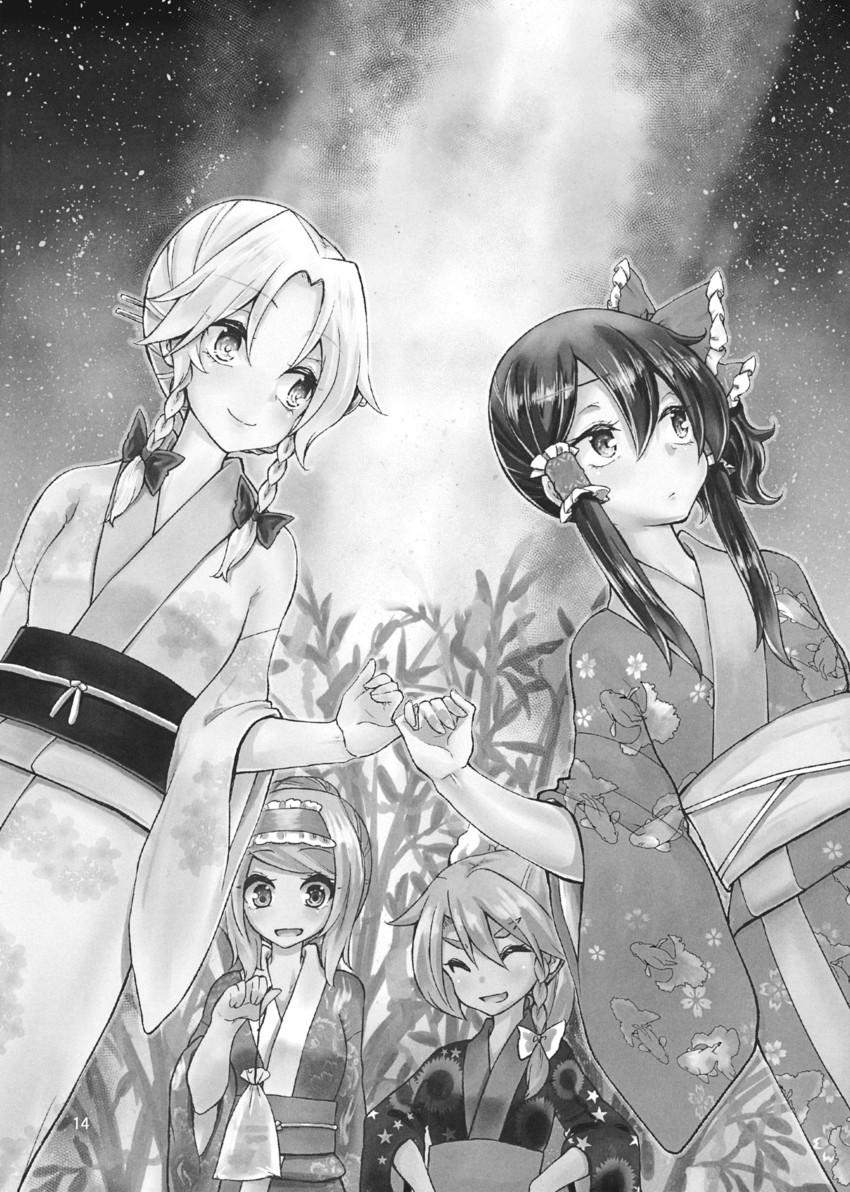 hakurei reimu, kirisame marisa, izayoi sakuya, and alice margatroid (touhou) drawn by kaya_rio