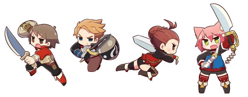fighter, harukara, moiko, boon, and leo (7th dragon) drawn by naga_u