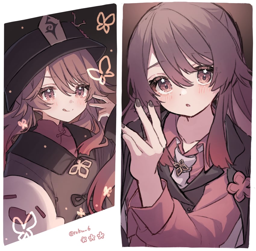 Hu tao boo tao and hu tao genshin impact drawn by roku 6 danbooru