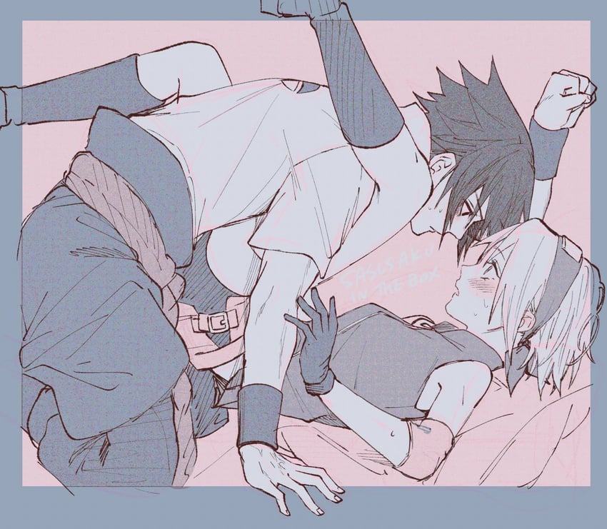 haruno sakura and uchiha sasuke (naruto) drawn by suzu_(tg_390)