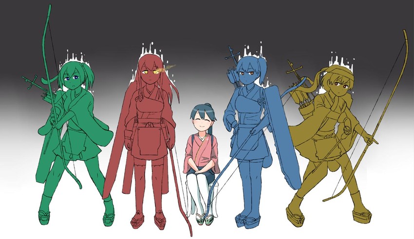 kaga, akagi, houshou, souryuu, hiryuu, and 4 more (kantai collection) drawn by abekawa