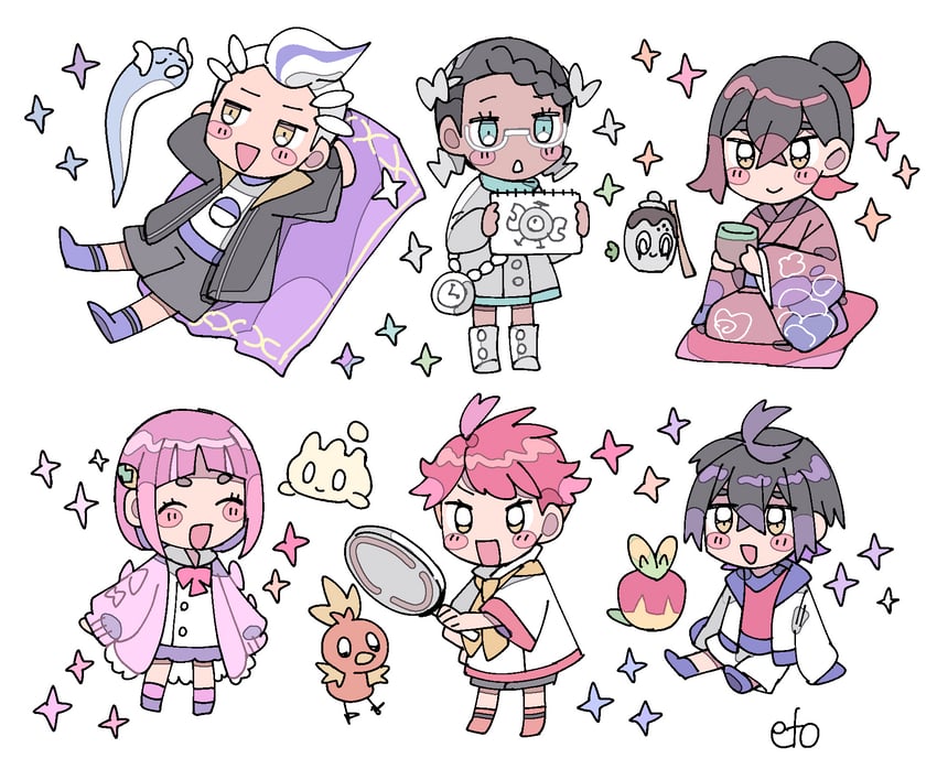 kieran, carmine, torchic, magnemite, lacey, and 7 more (pokemon and 1 more) drawn by remoooon