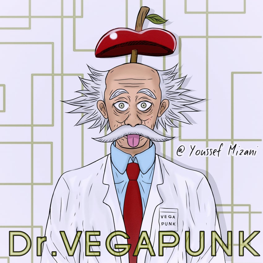 dr. vegapunk and albert einstein (one piece and 1 more) drawn by youssef_mizani