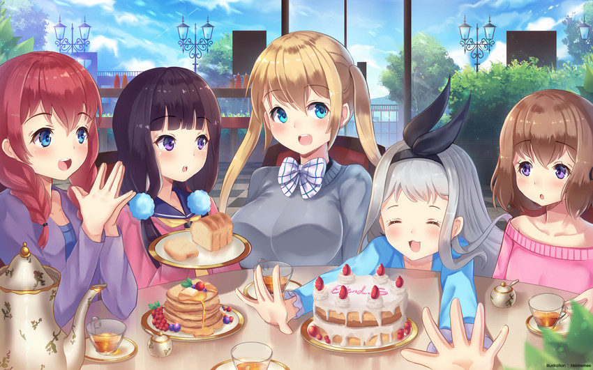 hinata kaho, sakuranomiya maika, hoshikawa mafuyu, kanzaki hideri, and amano miu (blend s) drawn by holmemee
