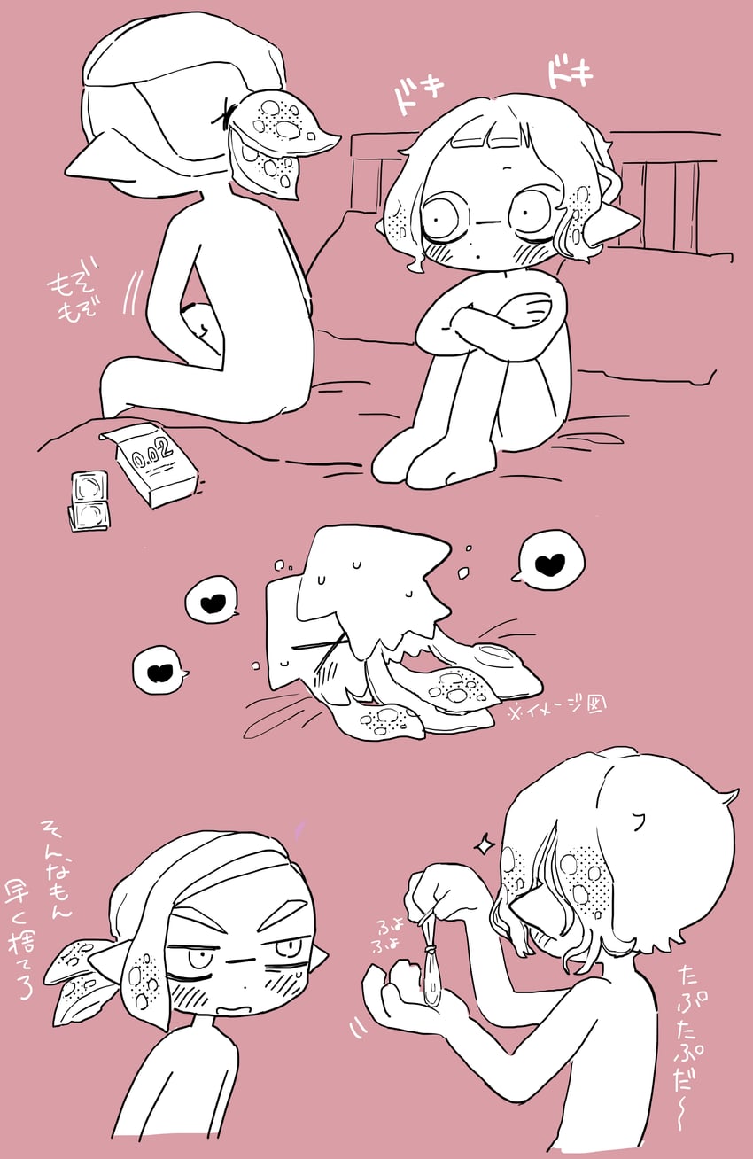 inkling player character, inkling girl, inkling boy, sumomo, and aoba (splatoon) drawn by ikuta_semi