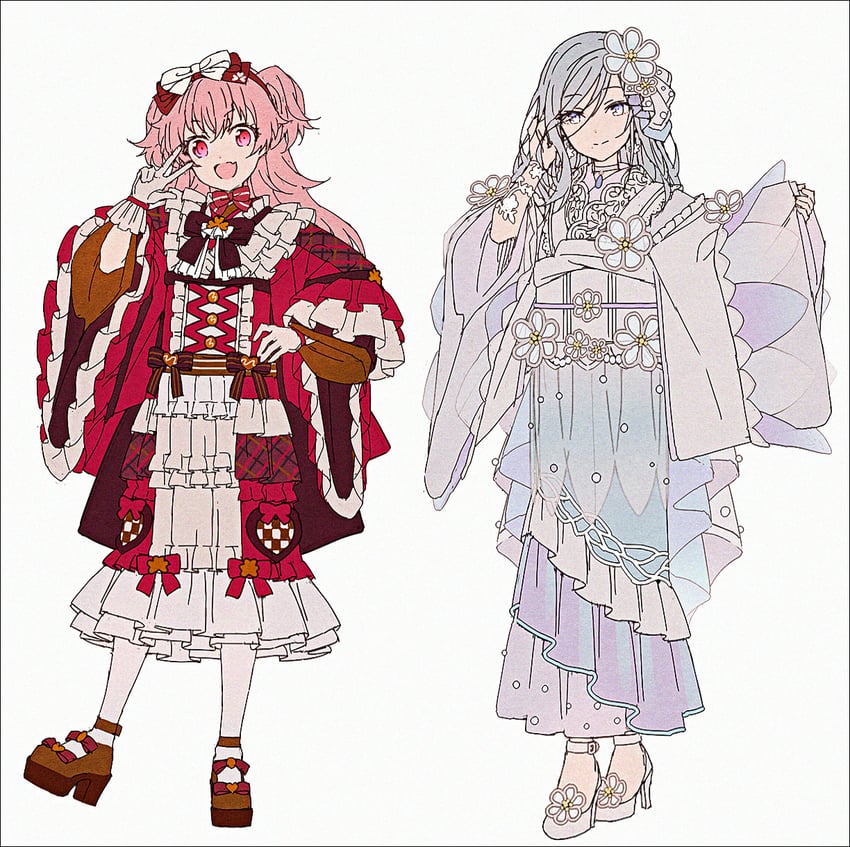 momoi airi and hinomori shizuku (project sekai) drawn by hakusai_(tiahszld)