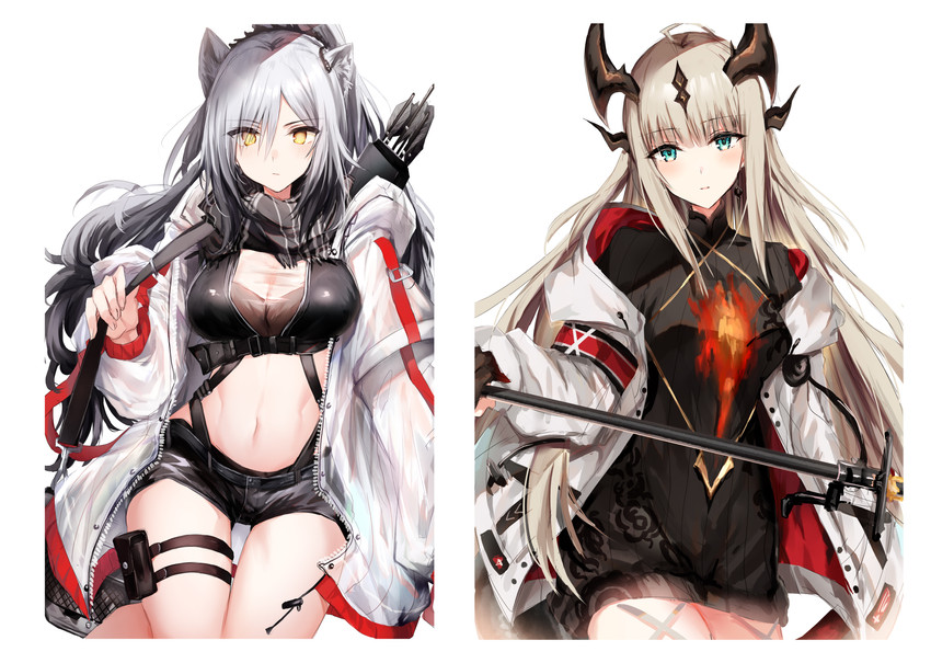 schwarz and reed (arknights) drawn by kinona