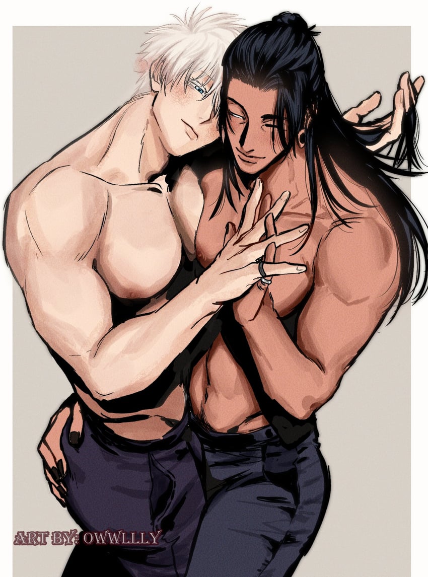 gojou satoru and getou suguru (jujutsu kaisen) drawn by owwllly