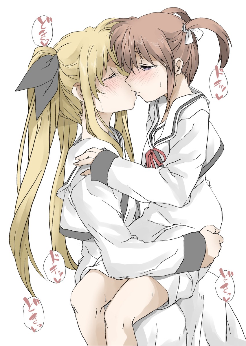 fate testarossa and takamachi nanoha (lyrical nanoha and 2 more) drawn by elf_(stroll_in_the_woods)