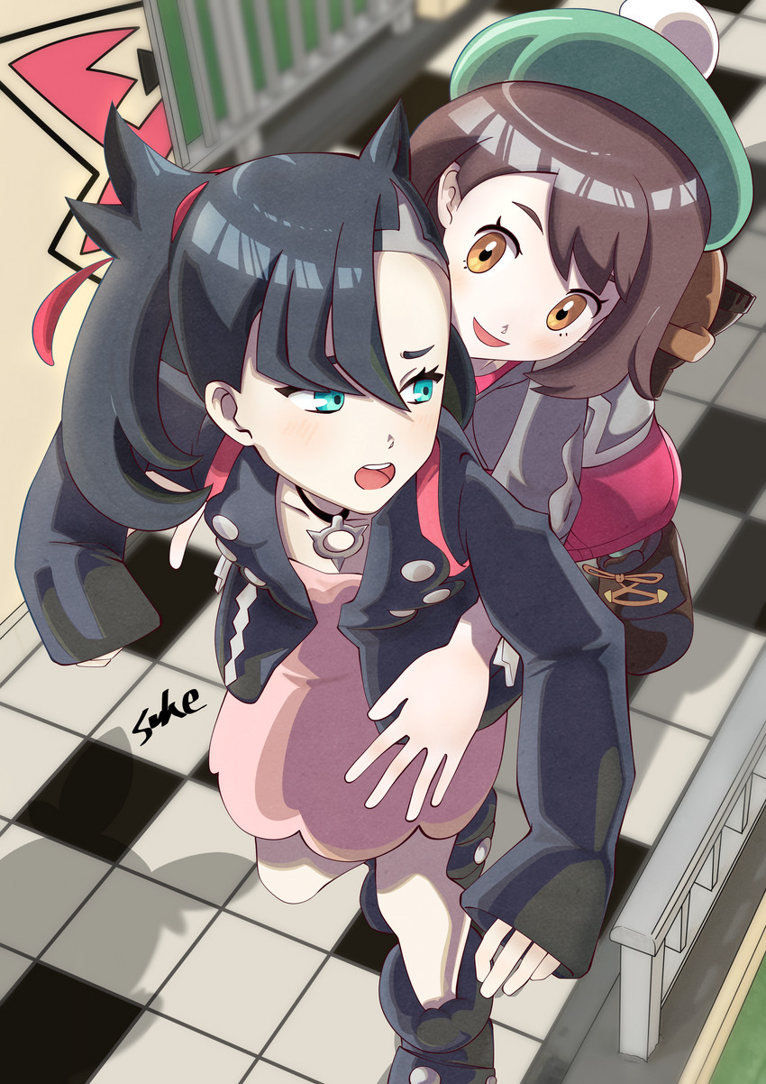 marnie, gloria, and morpeko (pokemon and 1 more) drawn by suke_dmdm