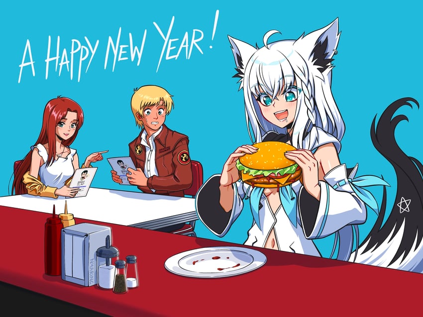 shirakami fubuki, christina mackenzie, and bernard wiseman (hololive and 2 more) drawn by nyaring943