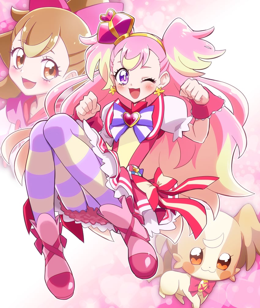 inukai komugi and cure wonderful (precure and 1 more) drawn by usoco