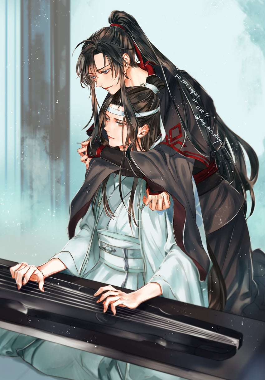 wei wuxian and lan wangji (modao zushi) drawn by mg_ms_dayo