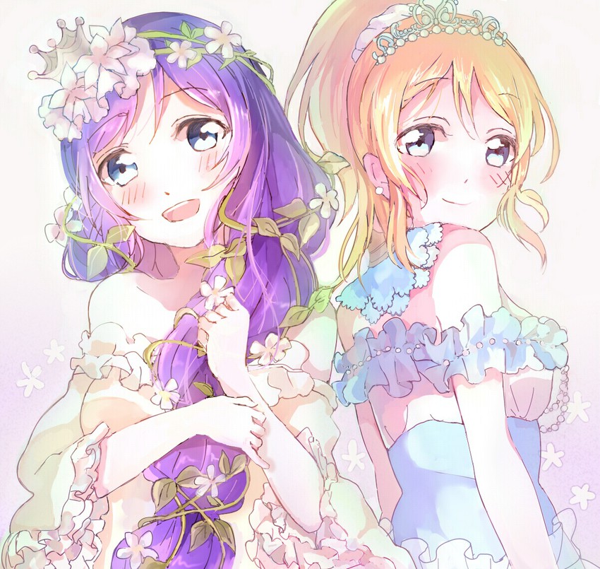 tojo nozomi and ayase eli (love live! and 2 more) drawn by satoimo_chika