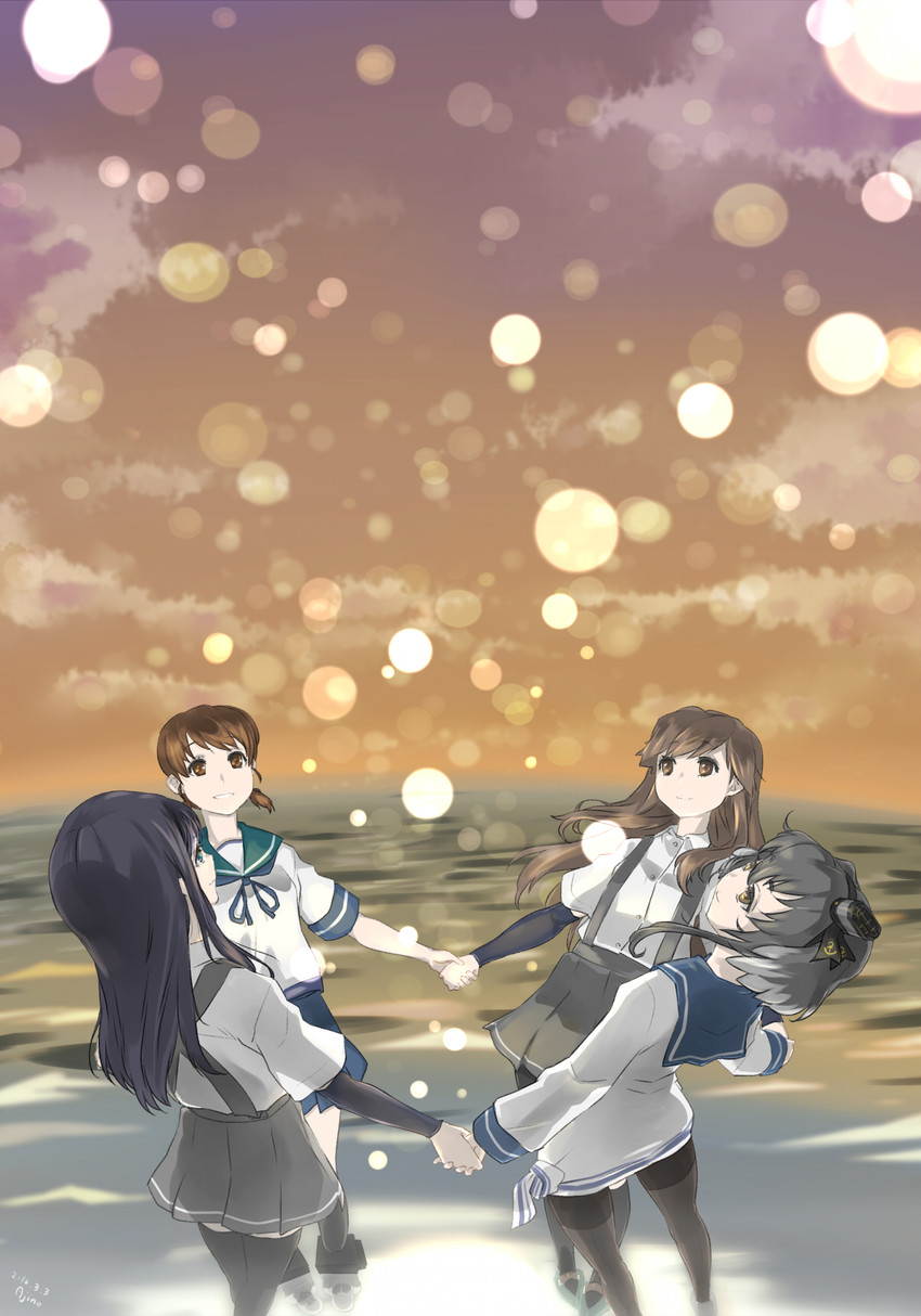 asashio, tokitsukaze, shirayuki, and arashio (kantai collection) drawn by ajino_(sakanahen)