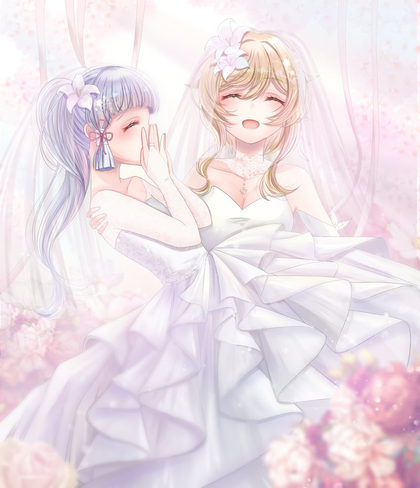 lumine and kamisato ayaka (genshin impact) drawn by lalaty_ciel